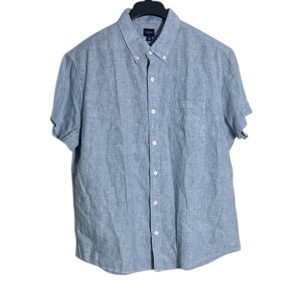 J Crew Short Sleeve Button Front Linen Blend Shirt Size XL